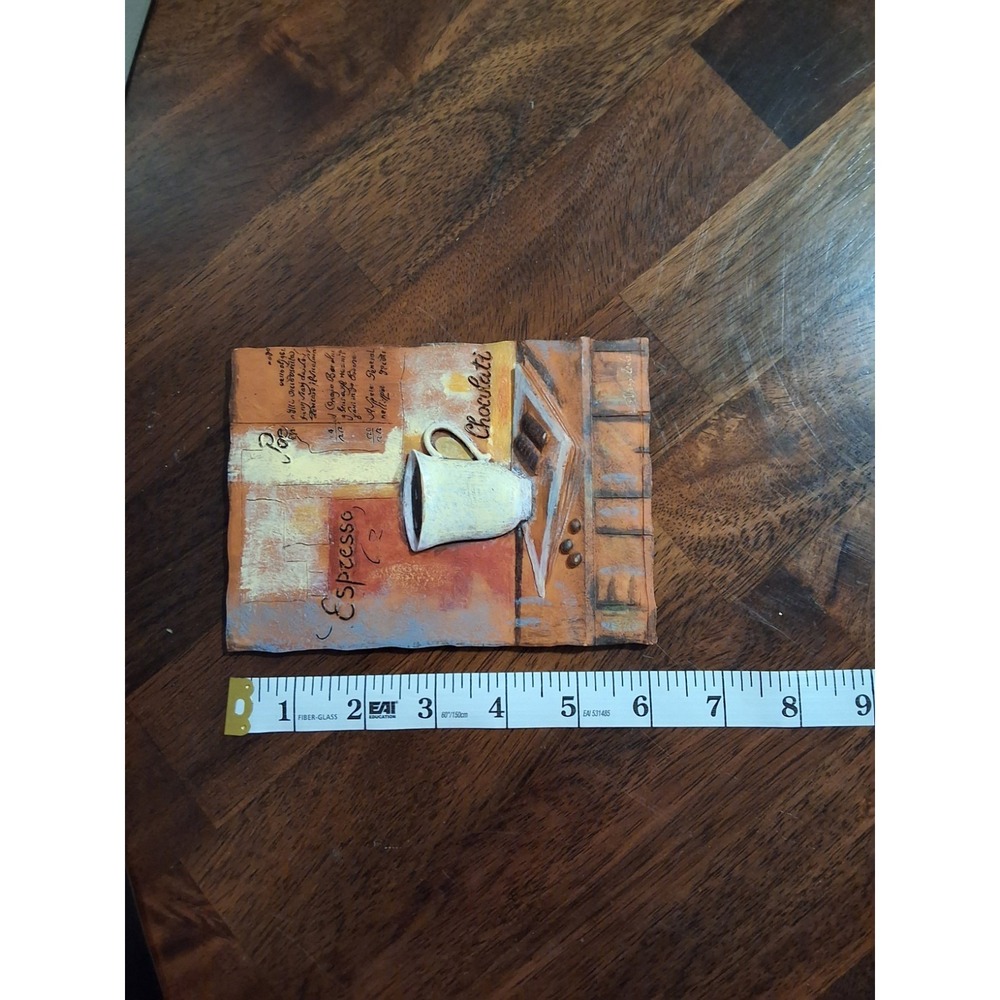 Vintage Set Of 3D Resin Coffee Wall Art & Metal "Coffee Cup" Holder For Pods - Picture 5 of 12